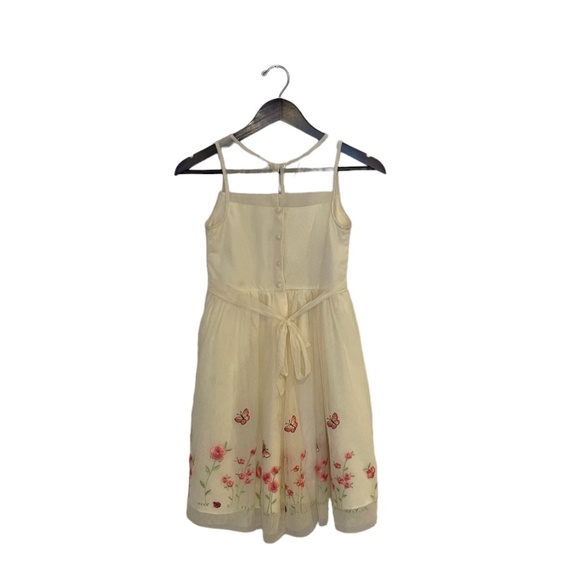 Jona Michelle Girl’s Sleeveless Dress Size 12 Yellow with Embroidered Flowers - Picture 2 of 12